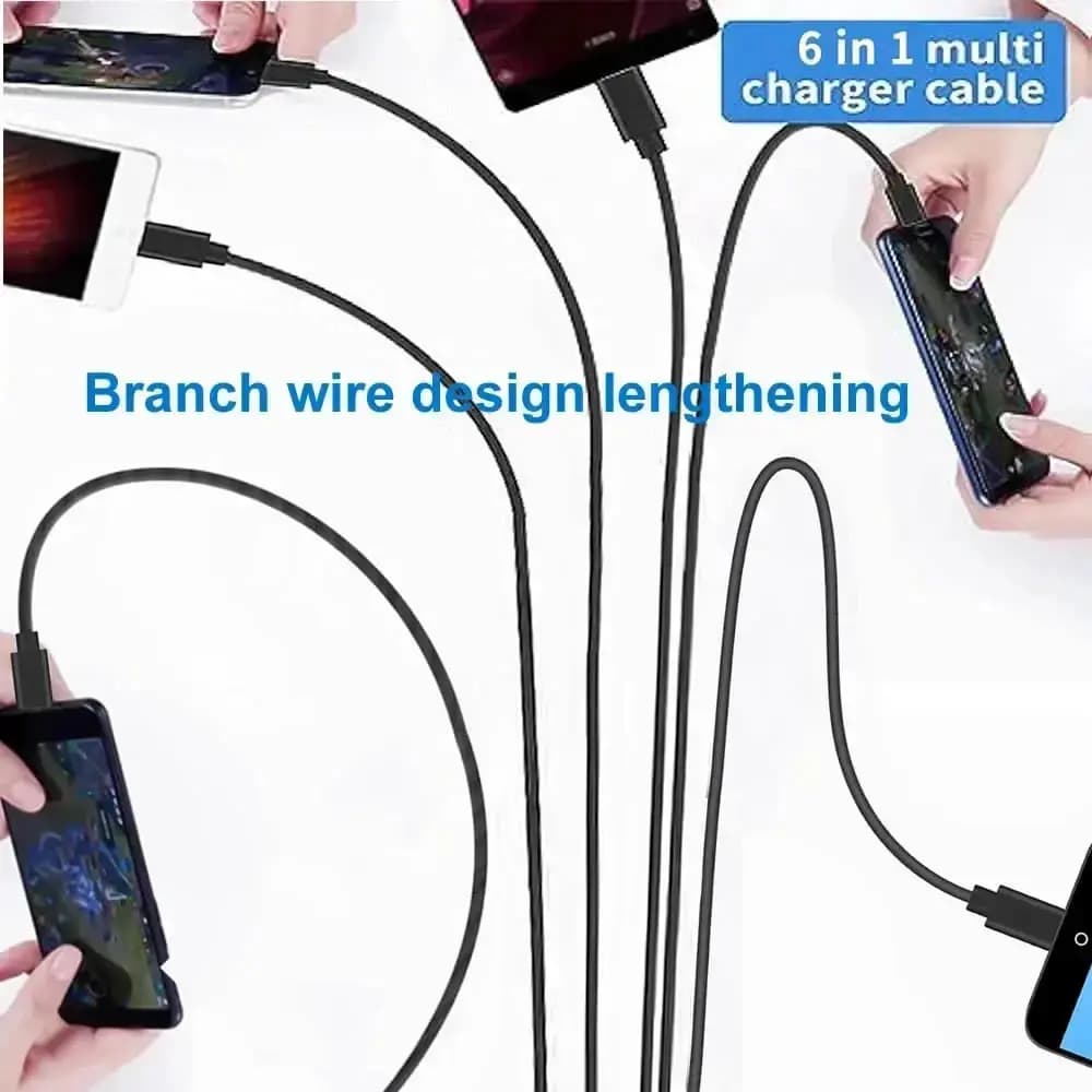 كابل شحن متعدد 1 إلى 6 مايكرو USB، USB A 2.0 إلى 6 مايكرو USB، فاصل كابل للهواتف والأجهزة اللوحية أندرويد والمزيد - 3