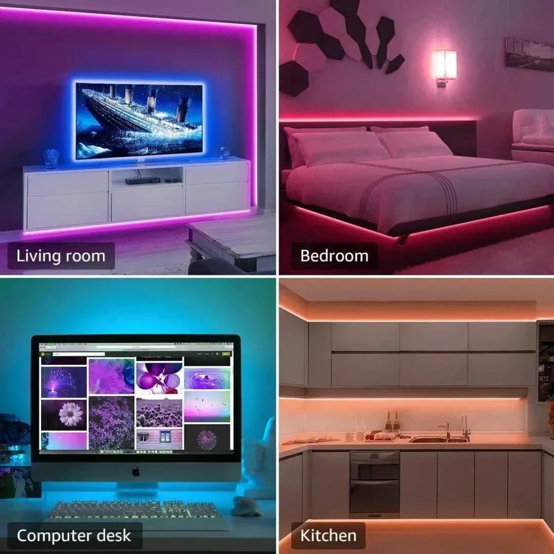 شريط إضاءة الألعاب الذكي RGB LED مع إضاءة عيد الميلاد USB ومزامنة الموسيقى وشريط مرن للتحكم عن بُعد عبر التطبيق لغرفة الألعاب وإضاءة خلفية التلفزيون - 2