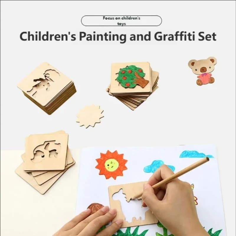 20 قطعة ألعاب رسم مونتيسوري للأطفال قوالب طلاء يدوية خشبية ألعاب يدوية أحجية ألعاب تعليمية هدايا للأطفال - 4