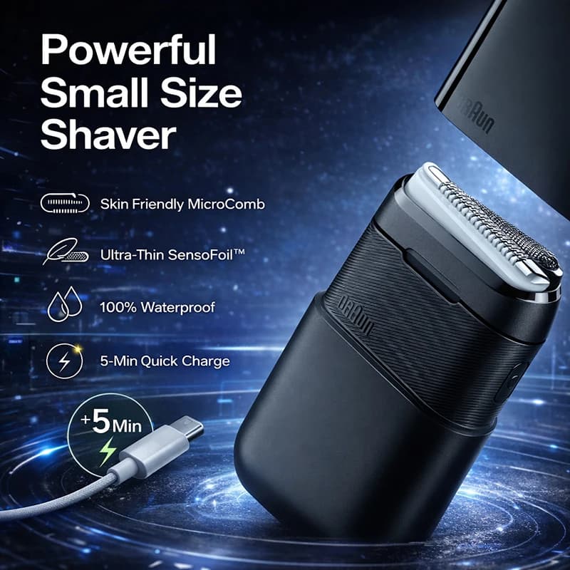 ماكينة حلاقة كهربائية Braun M1012 للحلاقة المزدوجة الجافة والرطبة مع شفرة قابلة لإعادة الشحن ومقاومة للماء ومحمولة هدية للحبيب والزوج