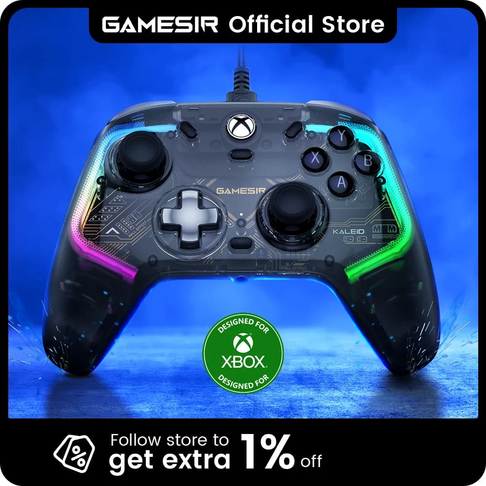 وحدة تحكم GameSir Kaleid Xbox سلكية لجهاز Xbox Series X، وXbox Series S، ووحدة تحكم ألعاب Xbox One، مع عصا تحكم بتأثير هول