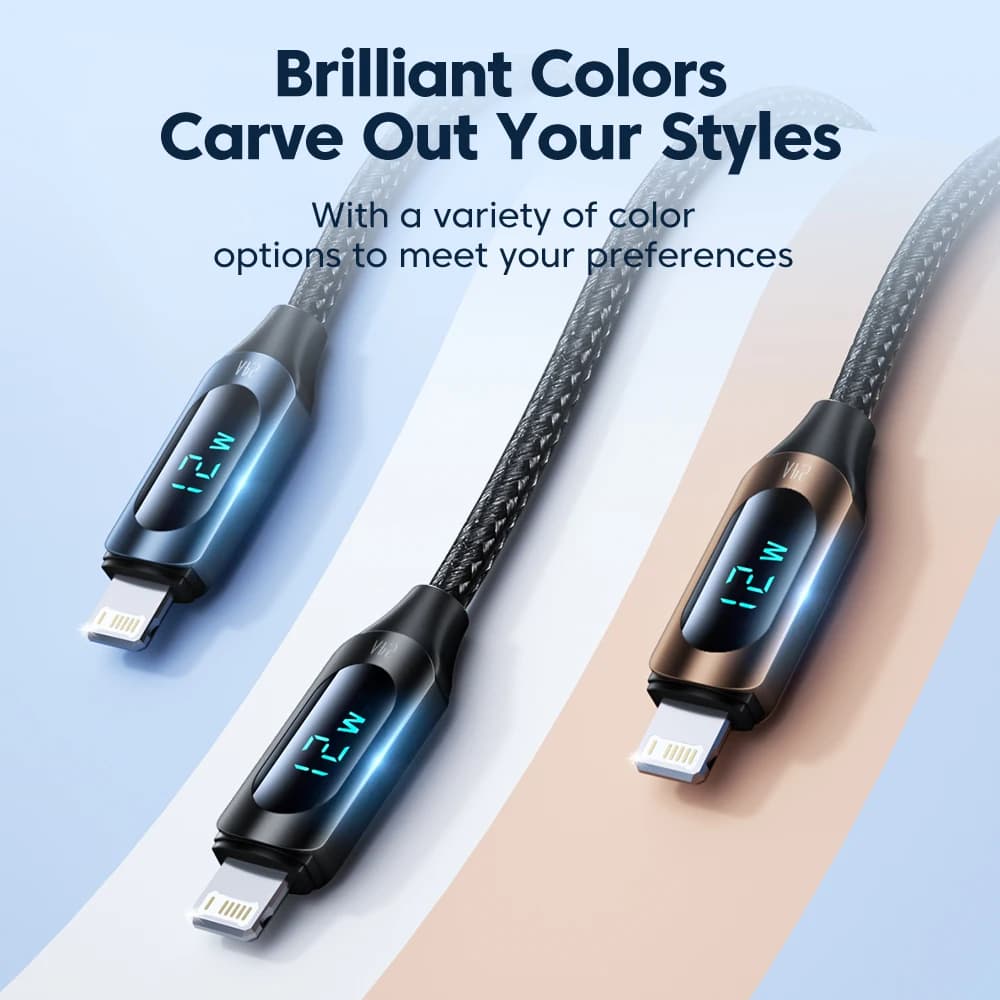 Toocki USB iPhone Data Cable LED Display Multi-color 2.4A Fast Charging Charger iP Cable for iPhone 14 13 12 Pro Max X XS iPad - 6