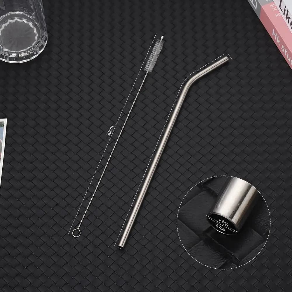 1Pcs Straight Bent Stainless Steel Straws Drinking Silver Cup Straw 6mm 8mm Reusable for Stanley 30oz 40oz Tyeso Cup - 4
