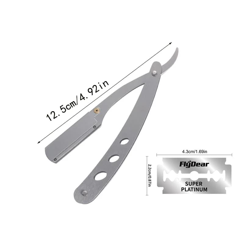 Salon barber razor manual shaver straight edge stainless steel sharp cutter holder folding shaving beard barbershop supplies - 4