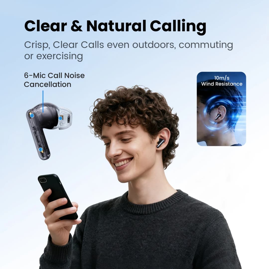 سماعات أذن لاسلكية HAYLOU Flowbuds N55، إلغاء ضوضاء تكيفي 54dB، بلوتوث 6.0، صوت عالي الدقة LDAC، 6 ميكروفونات، مكالمات HD، تشغيل حتى 40 ساعة، مقاومة للماء IPX5 - 4