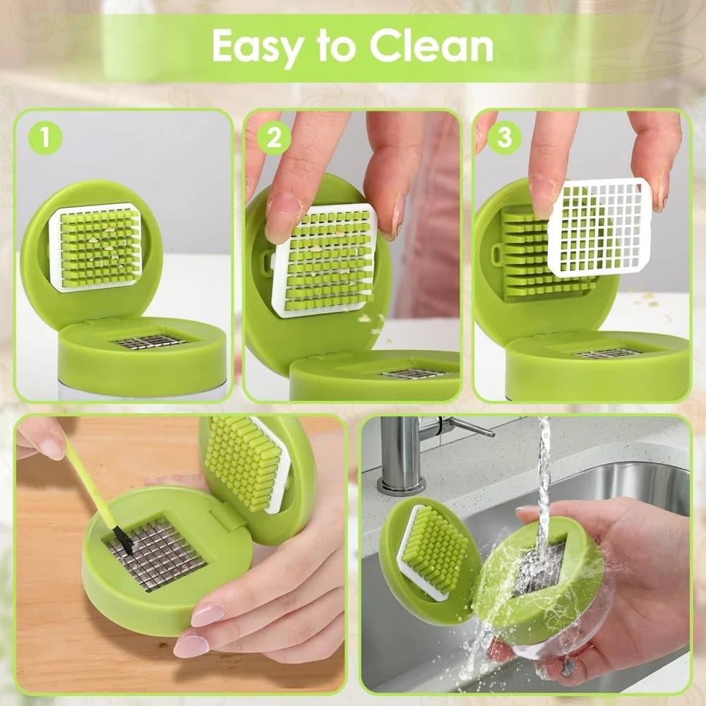 1pc Multifunctional Garlic Press Manual Mincer， ABS and Stainless Steel Garlic Slicer Handheld Ginger Masher with Storage Case - 6