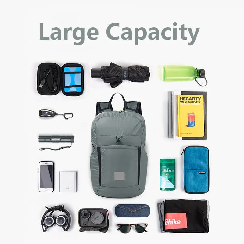 حقيبة ظهر Naturehike Cloudy Goose 18L 22L من السيليكون قابلة للطي خفيفة الوزن محمولة مقاومة للماء حقيبة كتف خارجية للمشي لمسافات طويلة - 4