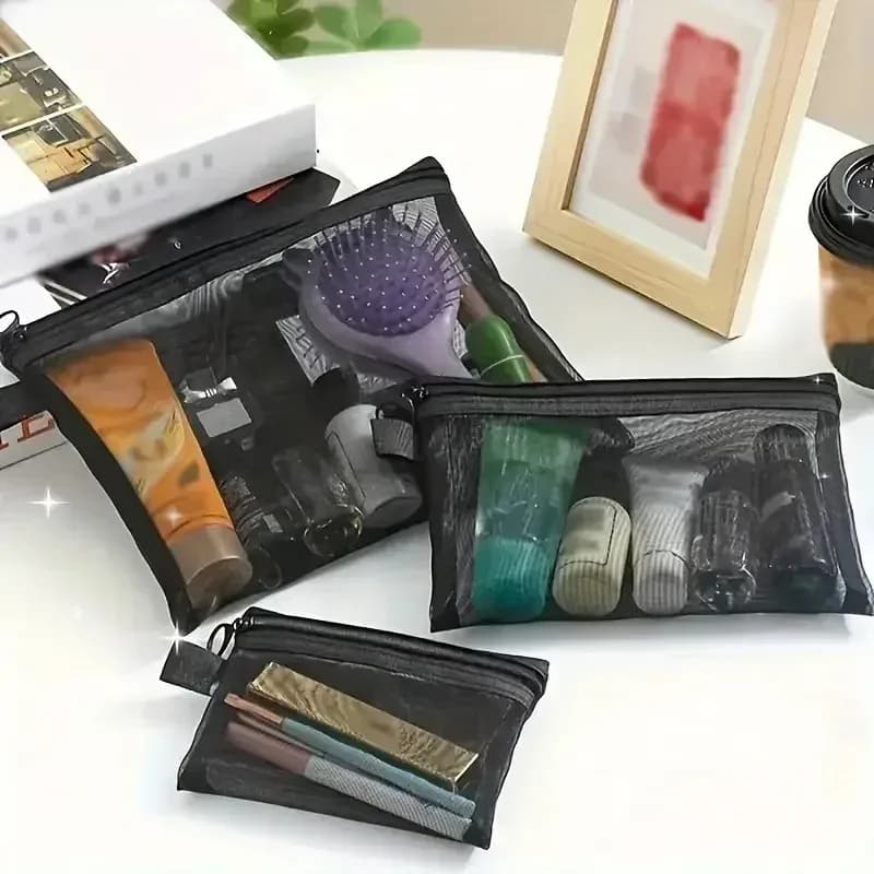 1/3 قطعة أكياس مستحضرات التجميل الشفافة الصغيرة الكبيرة حقيبة مستحضرات تجميل سوداء المحمولة السفر أدوات الزينة المنظم حالة أحمر الشفاه كيس التخزين - 2