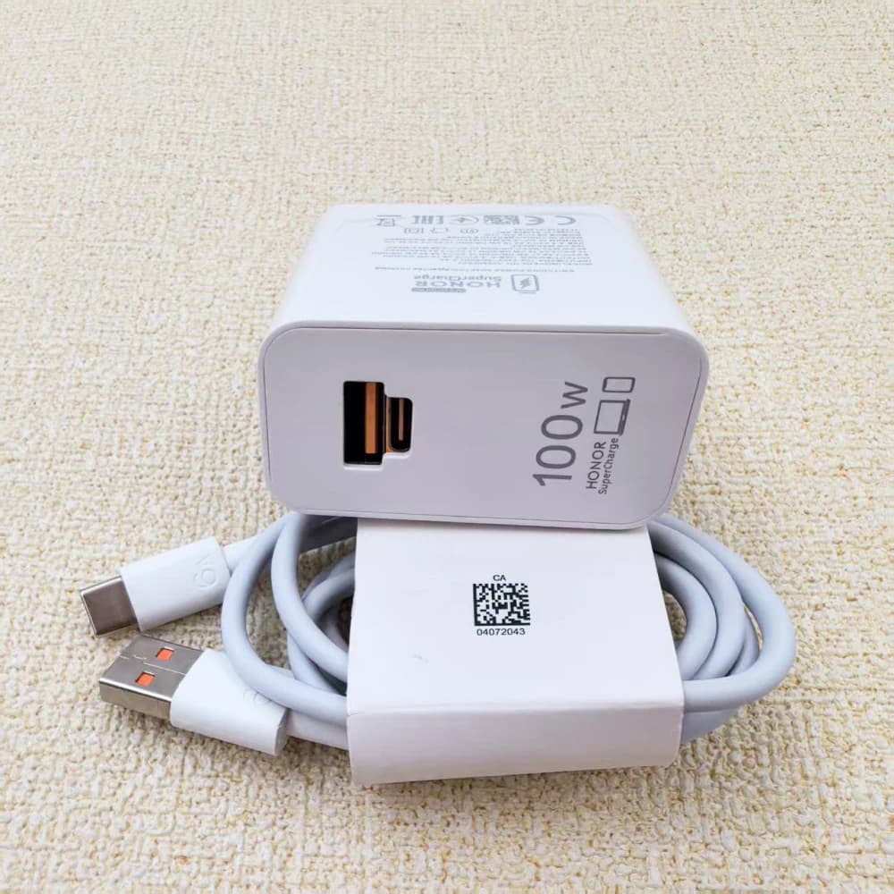شاحن هونر 100 واط EU سوبر تشارج PD/QC 3.0 بمنفذين للشحن السريع لهونر 400 300 200 100 برو ماجيك 7 6 مع كابل Type C بطول 1/1.5/2 متر - 2