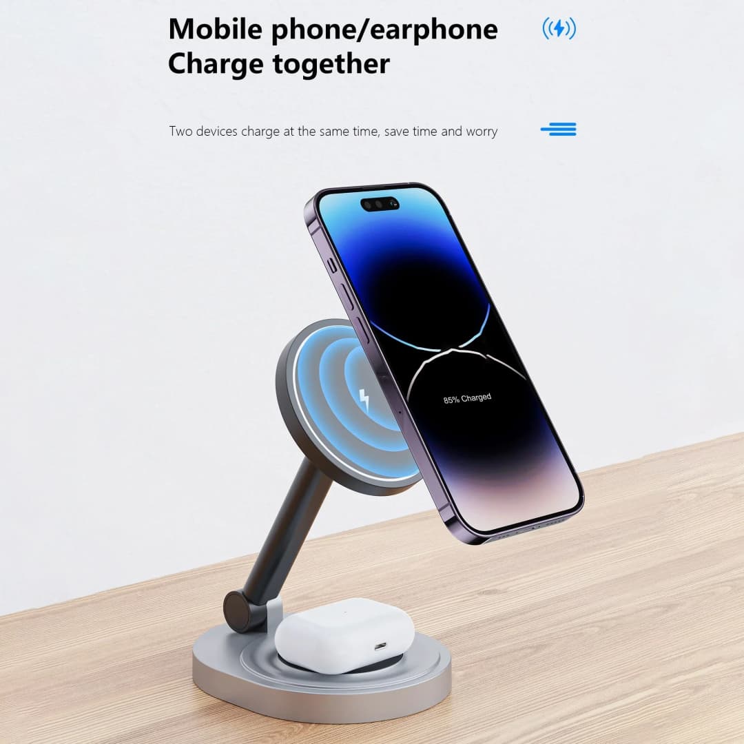 3 في 1 حامل شاحن لاسلكي مغناطيسي لـ Magsafe iPhone 16 15 14 13 12 Pro Max Apple Watch Airpods محطة شحن سريعة - 4
