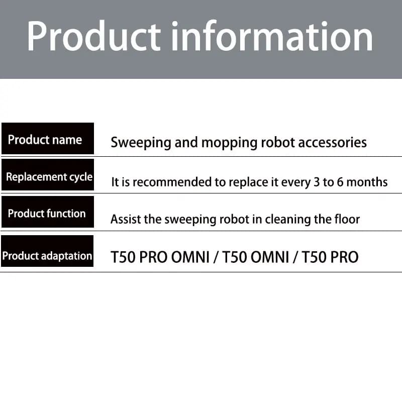 قطع غيار روبوت تنظيف ECOVACS T50 PRO OMNI/T50 PRO/T50 OMNI، فرشاة جانبية رئيسية، مناديل ممسحة، مرشحات HEPA، أكياس غبار، إكسسوارات - 2