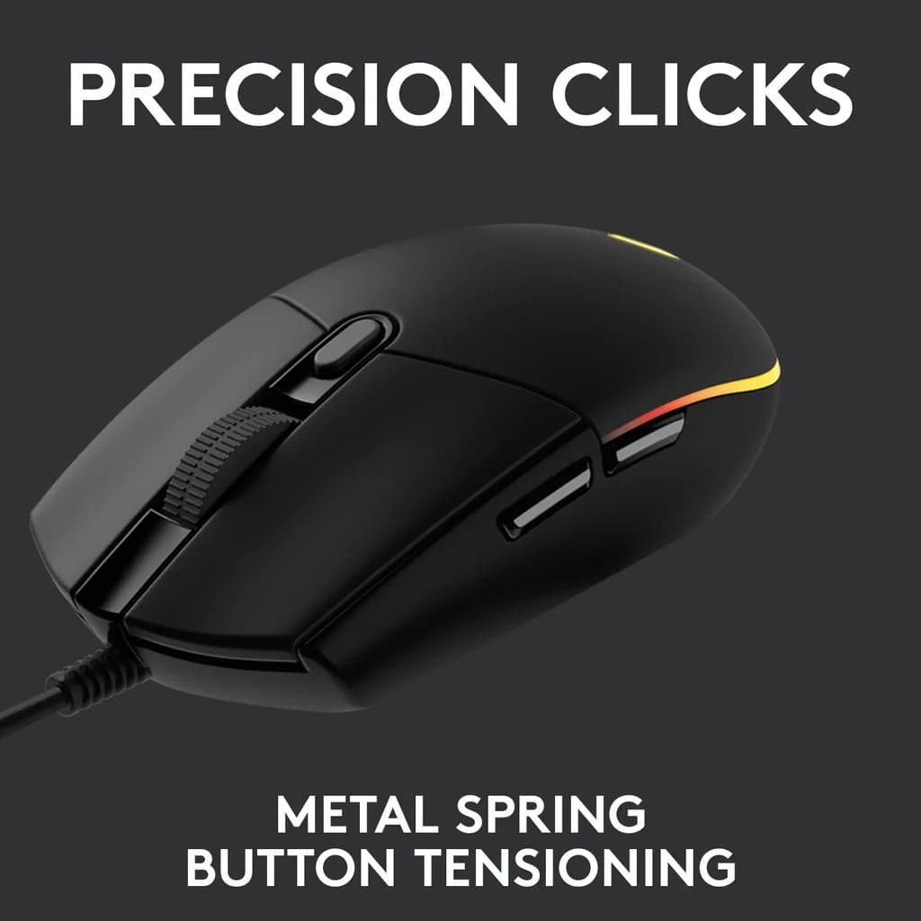 فأرة Logitech G102 بصرية بدقة 8000DPI، إضاءة LED بـ 16.8 مليون لون، 6 أزرار قابلة للتخصيص، ملحقات ألعاب كمبيوتر سلكية - 6