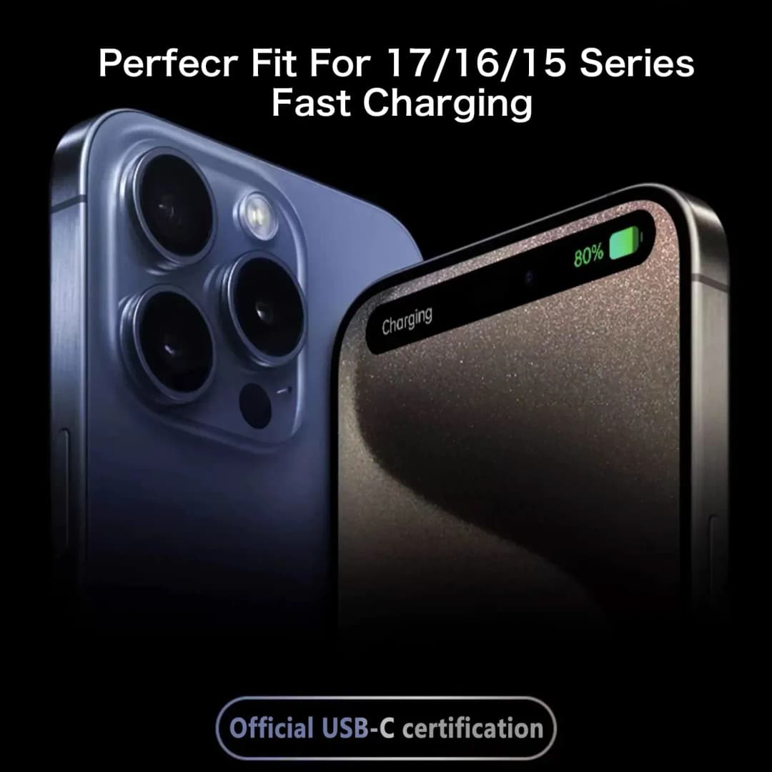كابل USB-C أصلي لهواتف آيفون 17 16 15 برو ماكس PD شحن سريع 60 واط لهواتف هواوي شاومي سامسونج جوجل سلك مضفر Type C - 2