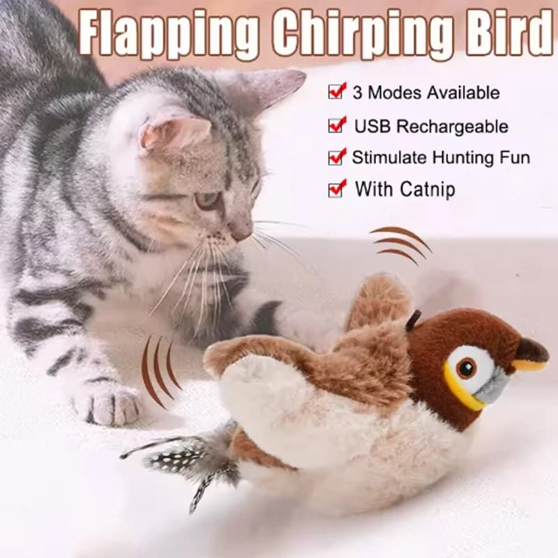 Hot Simulated Bird Cat Toy Interactive Toys Dog Rechargeable Chirping Flapping Bird(no Flying) Touch Activated Plush Pet Toy - 2