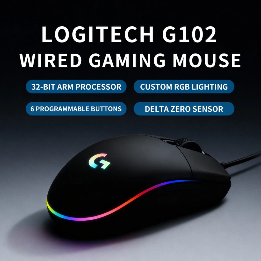 ماوس Logitech G203//G102 سلكي للألعاب 200-8000 نقطة في البوصة إضاءة LIGHTSYNC RGB 6 أزرار استجابة 1 مللي ثانية كابل 2.1 متر ماوس G402 - 3