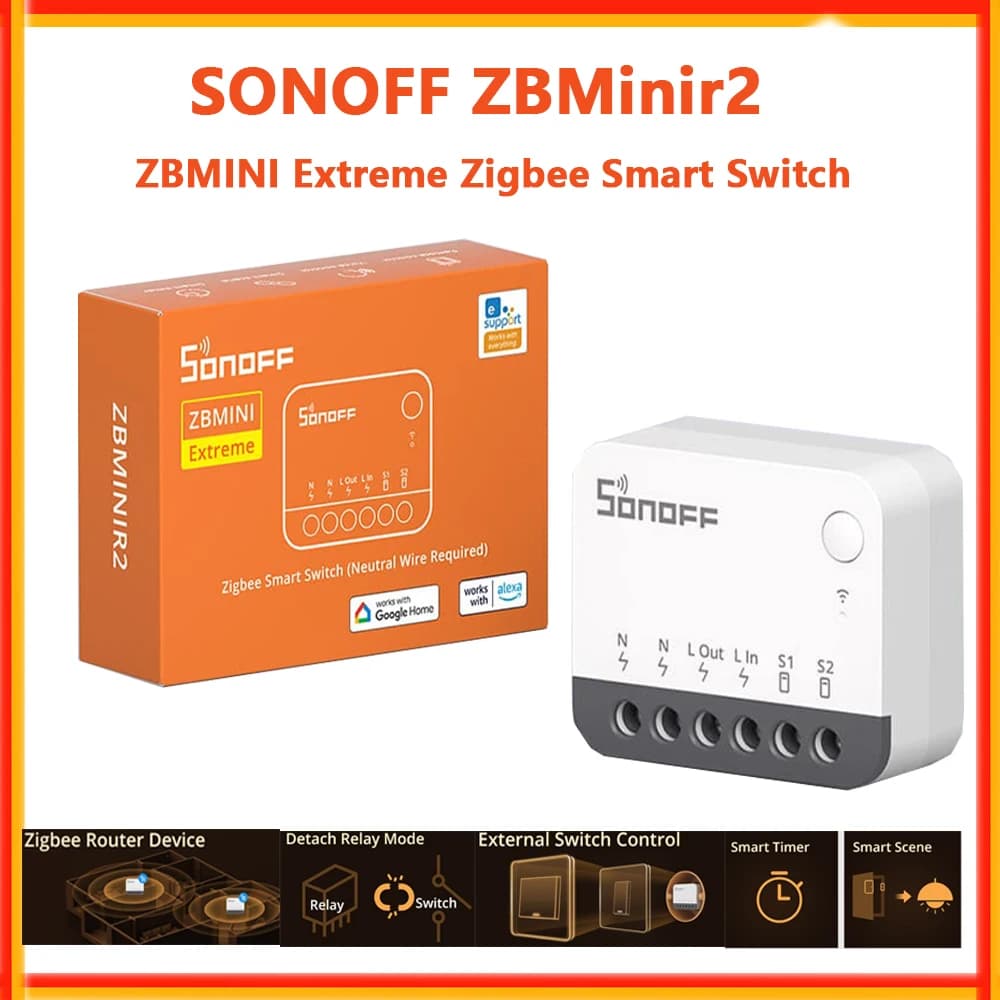 SONOFF ZBMINIR2 Extreme مفتاح ذكي Zigbee فصل المرحل تحكم عن بعد عبر eWeLink متوافق مع مراكز Zigbee