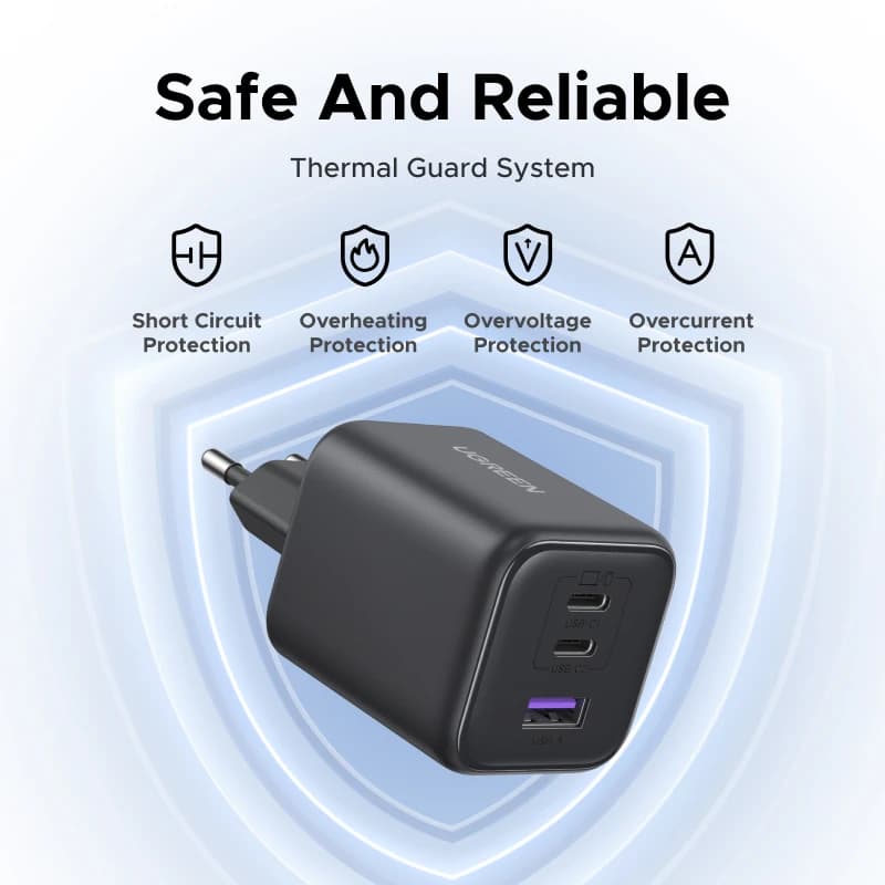 【قابس EU】 شاحن UGREEN 45 واط/30 واط/25 واط/20 واط GaN PD3.0 PPS QC3.0 شاحن USB C سريع لجهاز iPhone 17 و16 و15 ProMax وSamsung S25 وiPad Air - 6