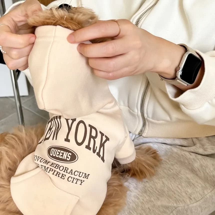 Warm Fleece-lined Hoodie for Pets Teddy Dogs And Cats Small Breed Puppies Casual Style Pet Clothing Raincoat Functionality - 5