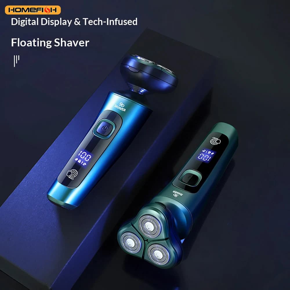 ماكينة حلاقة كهربائية ذكية بشاشة LCD، شفرة ثلاثية عائمة 3D، قابلة للشحن عبر USB ومقاومة للماء لتشذيب اللحية - 4