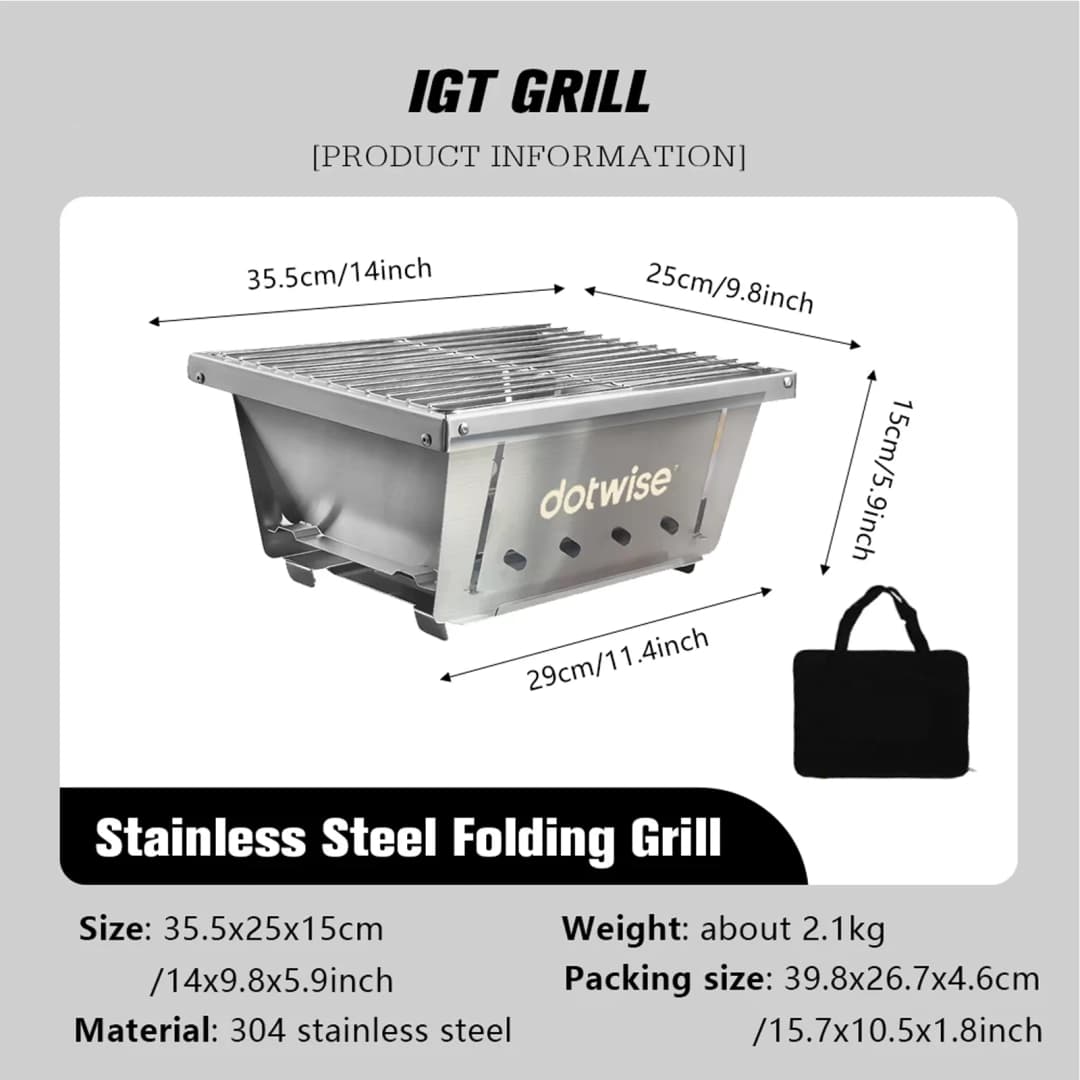 304 Stainless Steel Barbecue Grill Portable Outdoor Stove IGT Table Stove Folding Firewood Stove Barbecue Camping Stove - 6