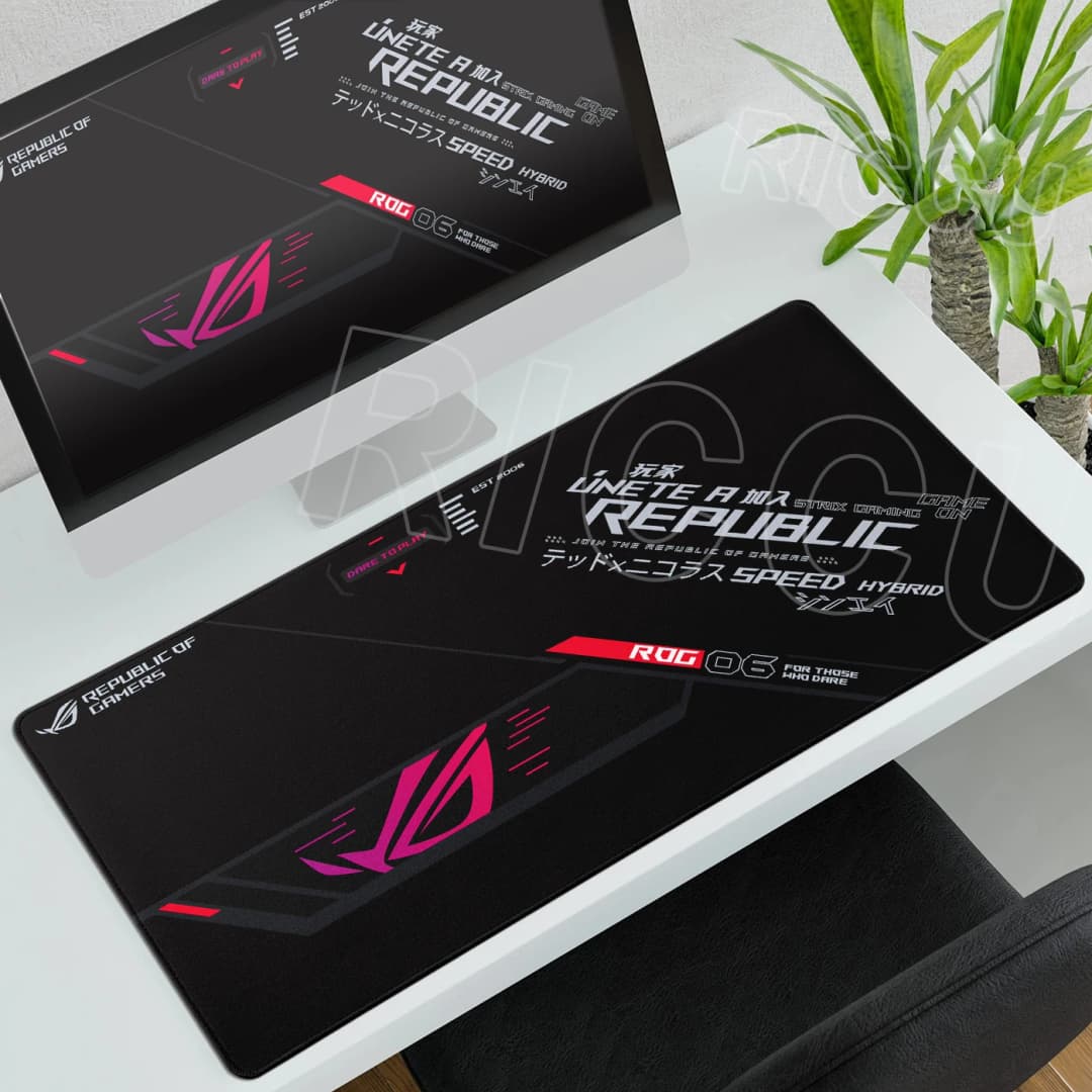 بساط ماوس كبير من ASUS، جمهورية اللاعبين ROG، بساط ماوس للألعاب، بساط مطاطي غير قابل للانزلاق، بساط مكتب للكمبيوتر، بساط لوحة مفاتيح