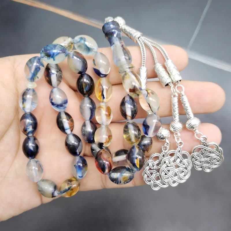 Luminous Tasbih bracelet Blue resin Muslim misbaha Eid Gift islamic accessories masbaha turkish jewelry 33 prayer beads bracelet - 2