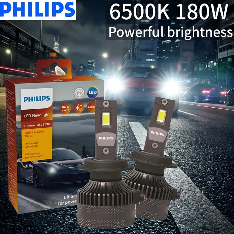 مصابيح فيليبس Ultinon Rally 3590 H7 LED بقوة 90 واط عالية H1 H4 H8 H11 9005 HB3 9006 HB4 9012 HIR2 مصابيح ضباب سيارات