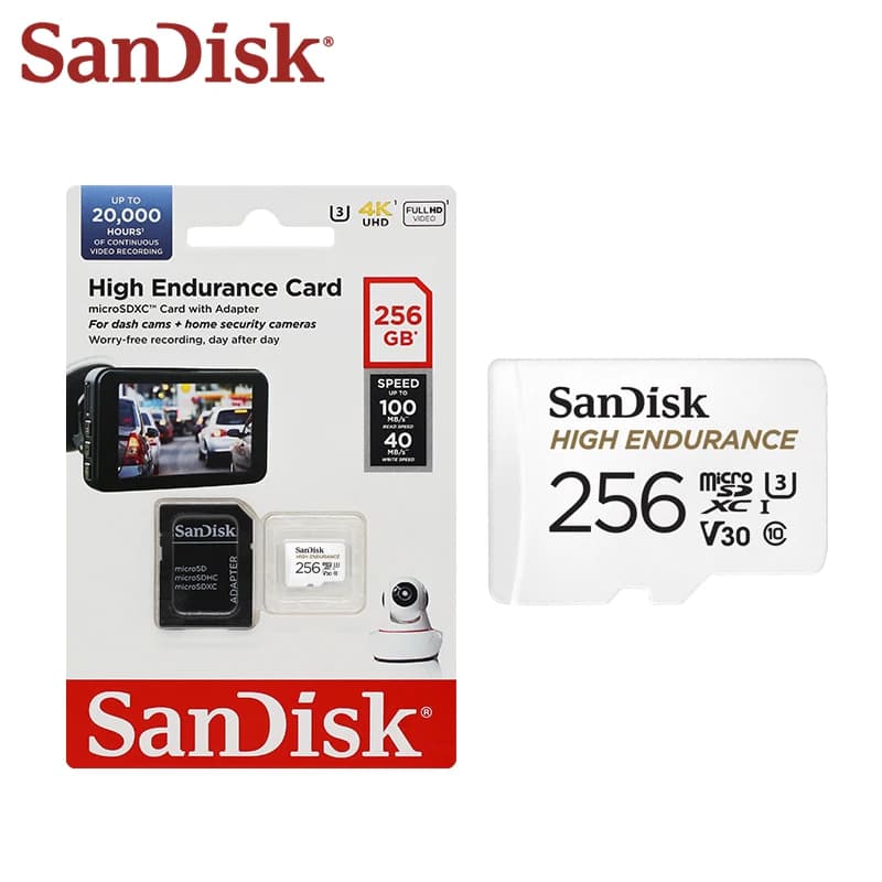 SanDisk بطاقة ذاكرة عالية التحمل Micro SD أصلية MicroSDHC 32 جيجابايت V30 C10 MicroSDXC 64 جيجابايت 128 جيجابايت 256 جيجابايت لكاميرا السيارة - 5