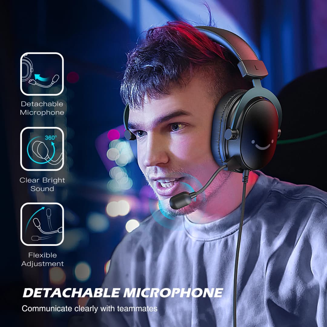 FIFINE Headset,3.5 mm jack&USB Headphone with 7.1 Surround Sound/volum control/Mute switch for PC/MAC/PS4/PS5 Mixer-H9 - 2
