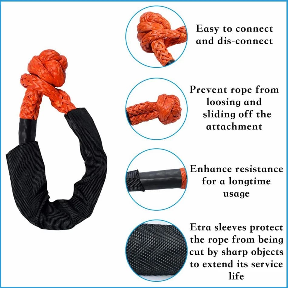 2 Packs Synthetic Soft Shackles With Storage Bag 41,000 lbs Max Break Strength 1/2" X 22 Inch Rugged Off Road Shackles Recovery - 2