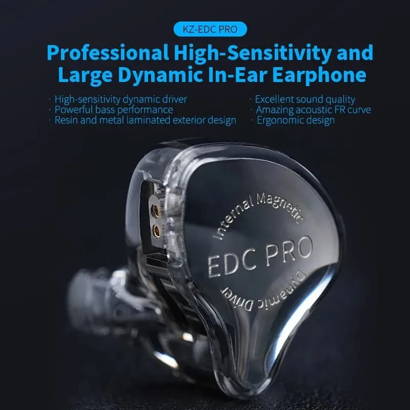 سماعات أذن سلكية داخل الأذن جديدة من KZ EDC PRO، أفضل سماعات أذن HIFI باس ديناميكية، سماعات أذن ستيريو ثلاثية الأبعاد، إلغاء الضوضاء مع كابل صوت قابل للفصل - 2