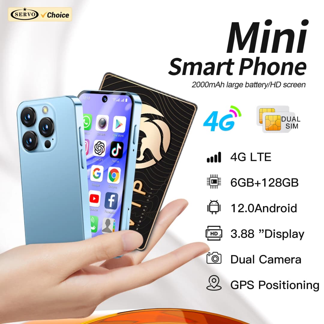 هاتف ذكي صغير SERVO 19PRO بشبكة 4G ونظام تشغيل Android 12، ذاكرة وصول عشوائي 6 جيجابايت وذاكرة داخلية 128 جيجابايت، متجر Play، GPS، OTG، شاشة 3.88 بوصة، شريحتين