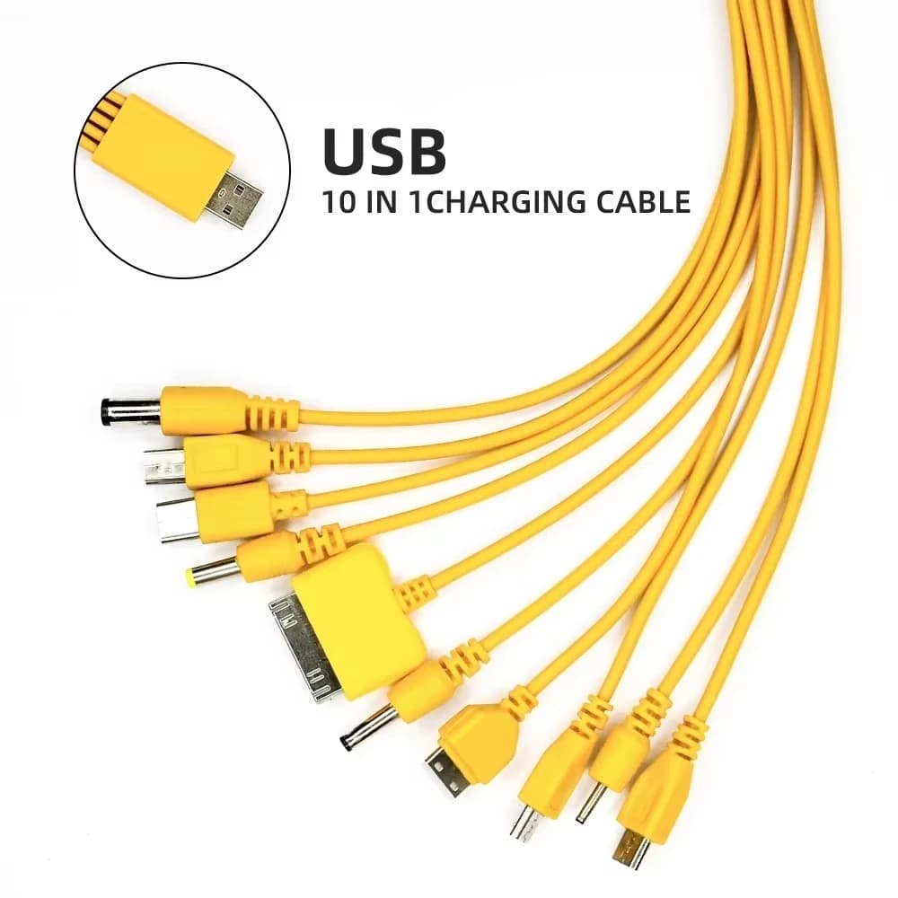 كابل USB عالمي 10 في 1 من NNBILI كابل شحن متعدد متوافق مع سماعة بلوتوث متعددة للهاتف الخلوي ومشغل MP3 - 2