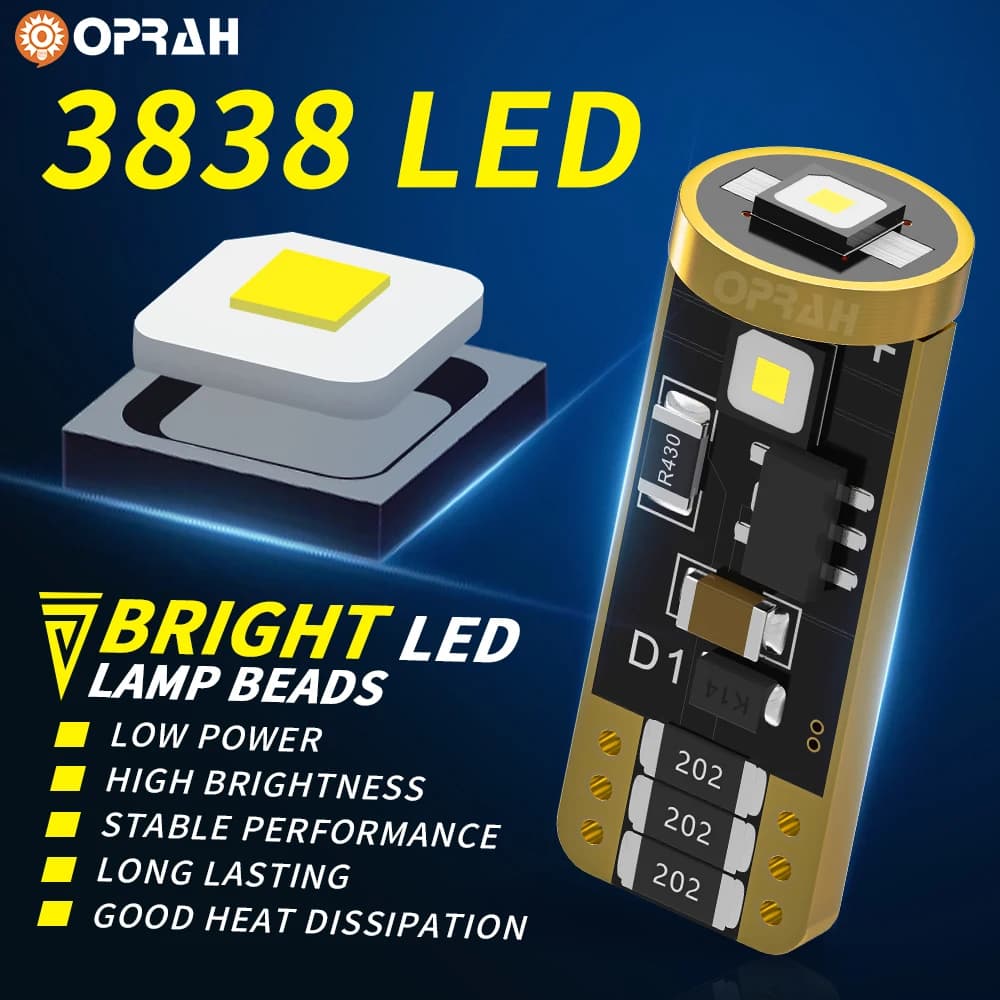 2/10pcs T10 W5W 194 501 Led Canbus No Error 3 SMD 3838 Chip Car Interior Light Dome Map Lamp License Plate light White 6000K 12V - 2