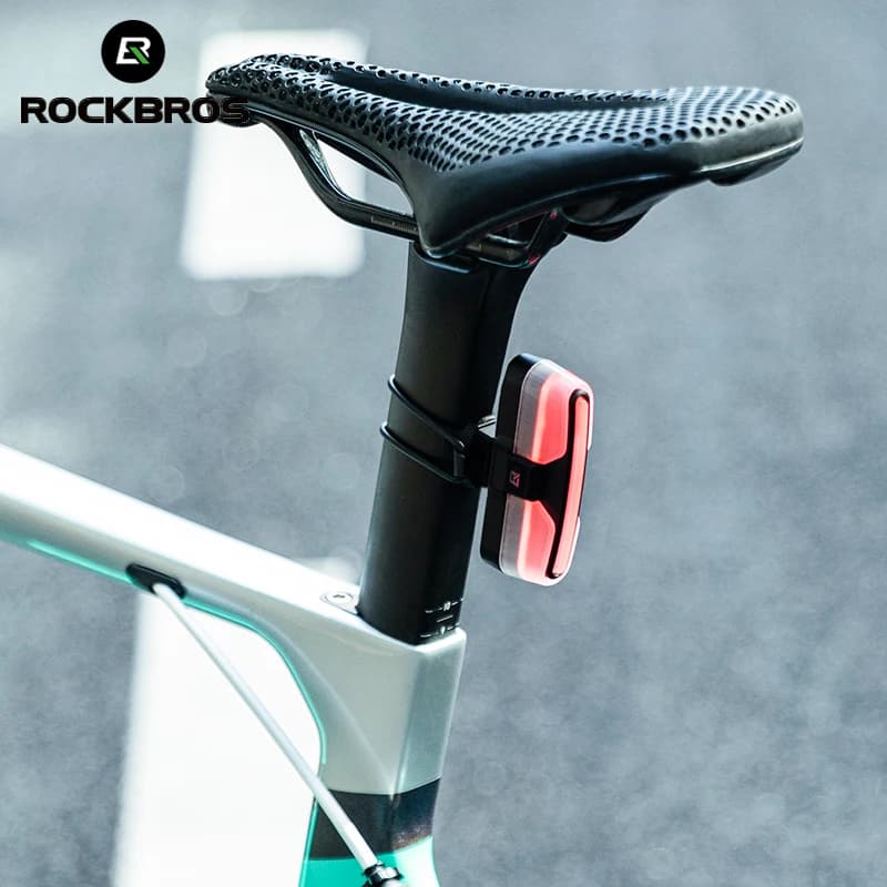 ROCKBROS إضاءة خلفية للدراجة مع فرامل ذكية أكثر أمانًا إضاءة خلفية للدراجة بخمسة أوضاع إضاءة إكسسوارات دراجة مع كشف الاهتزاز - 6