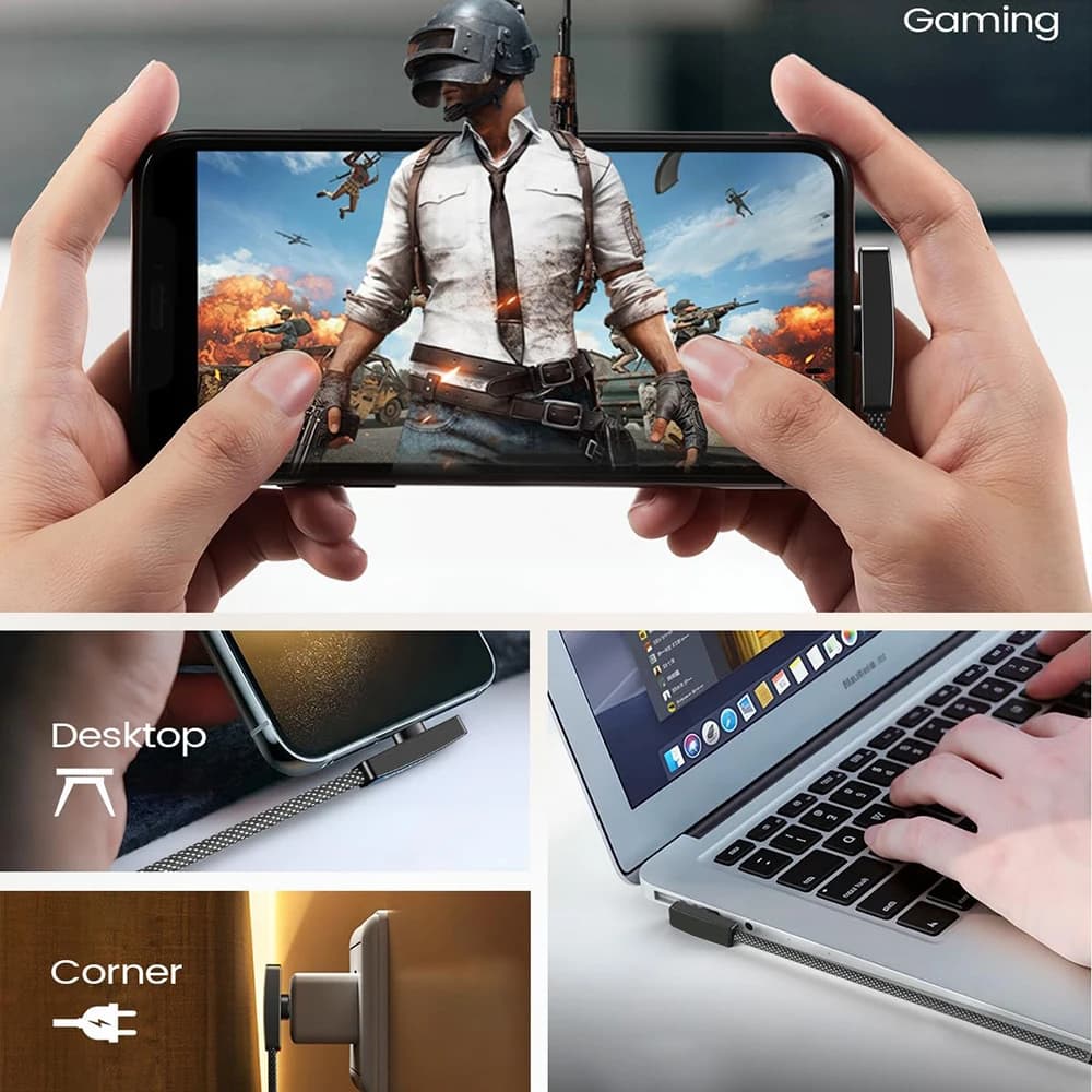 كابل USB Type C بزاوية 90 درجة شحن سريع 100 واط كابلات نقل بيانات سلك USB-C محمول بزاوية قائمة لهواتف آيفون وسامسونج وشاومي - 2