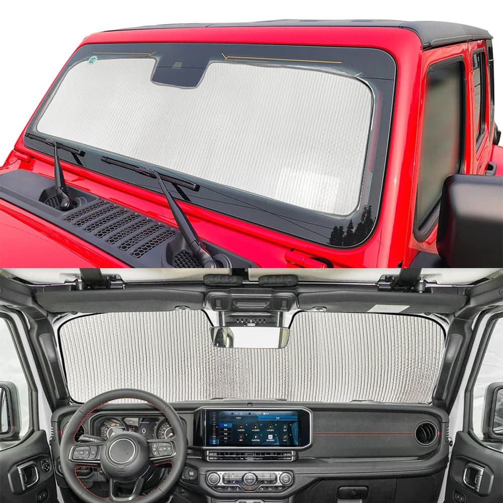 Car Front Windshield Sunshade Sun Visor Anti UV Insulation Pad for Jeep Wrangler JL Gladiator JT 2018-2025 Interior Accessories - 5