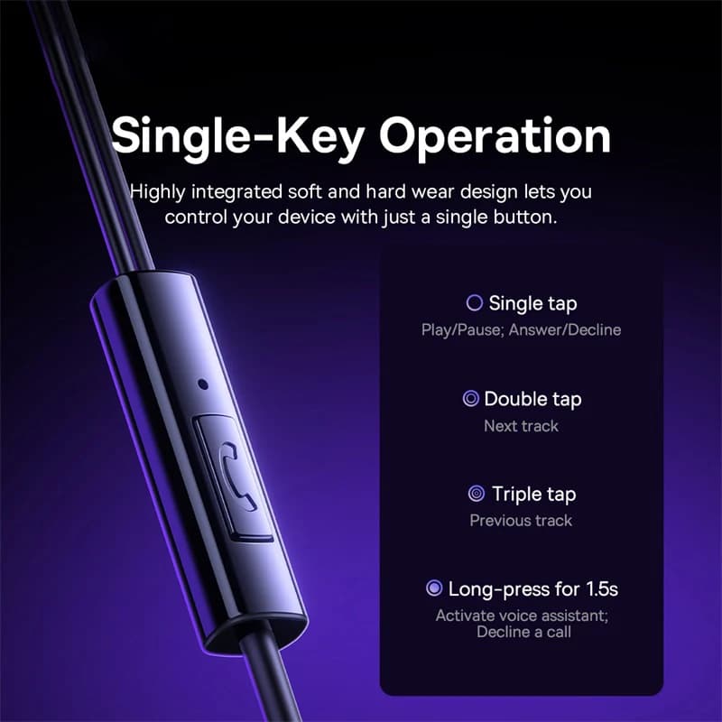 Baseus Encok CZ11/HZ11 Wired Earphones Type-C/3.5mm Jack Wired Headphones With Mic 120°Angle For Laptop Computer Tablet Phone - 6