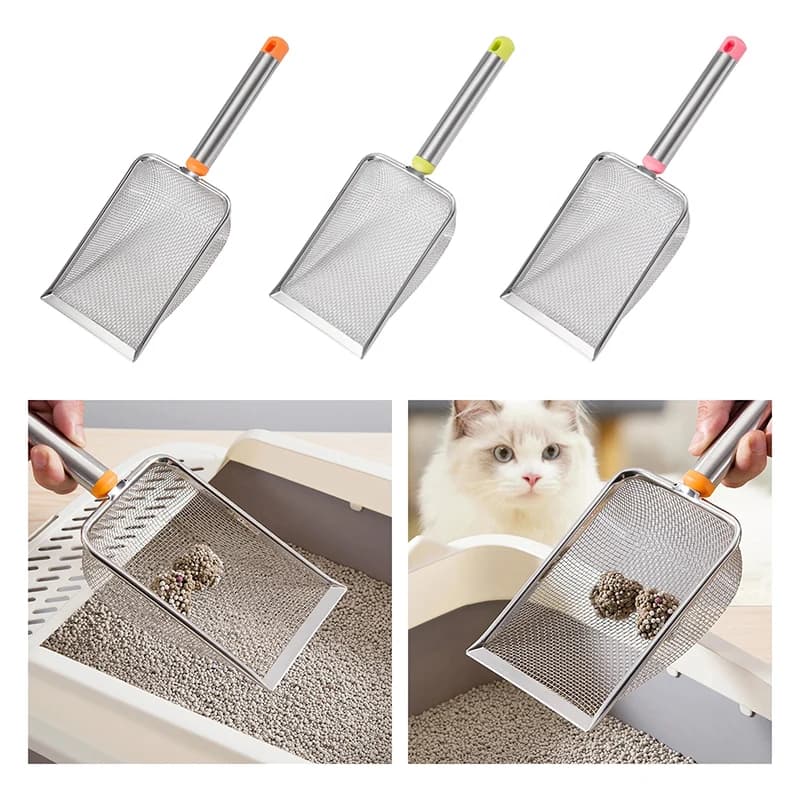 Stainless Steel Fine Mesh Cat Litter Easy To Clean Non-Stick Shovel For Reptiles Sand Efficient Durable Litter Scoop - 2