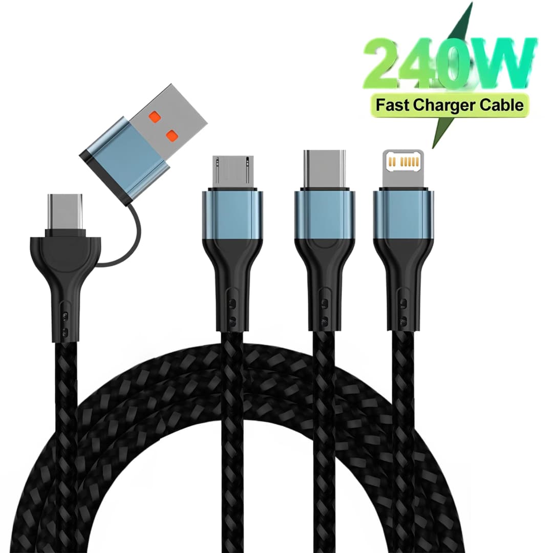 سلك شحن سريع 3 في 1 لآيفون هواوي مايكرو USB نوع C كابل شاحن 1.2 متر متعدد المنافذ USB سلك شحن متعدد