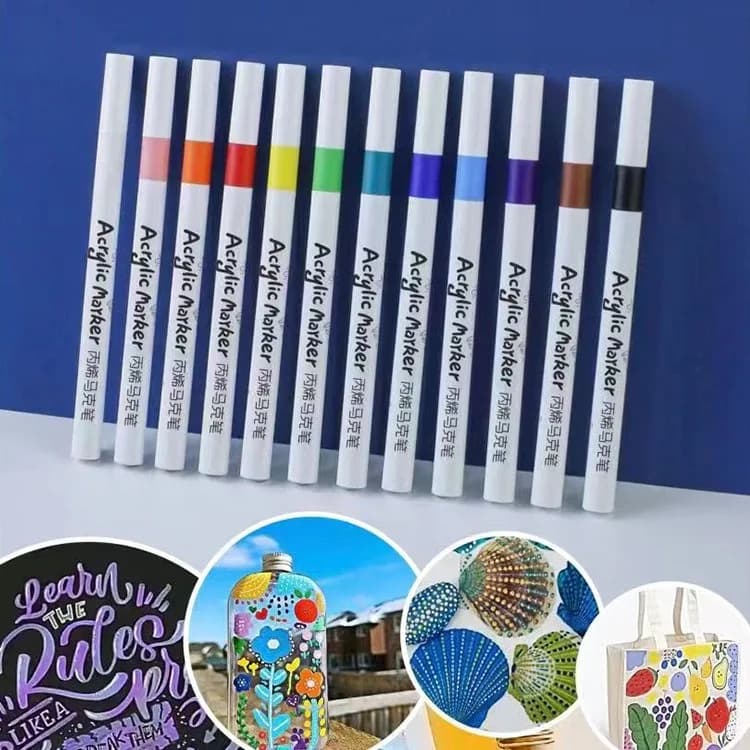 الاكريليك ماركر 12-80 لون مجموعة أقلام لرسم رسم الطلاء الفن علامات الكتابة على الجدران حجر السيراميك الزجاج الخشب DIY بها بنفسك الحرف لوازم - 4
