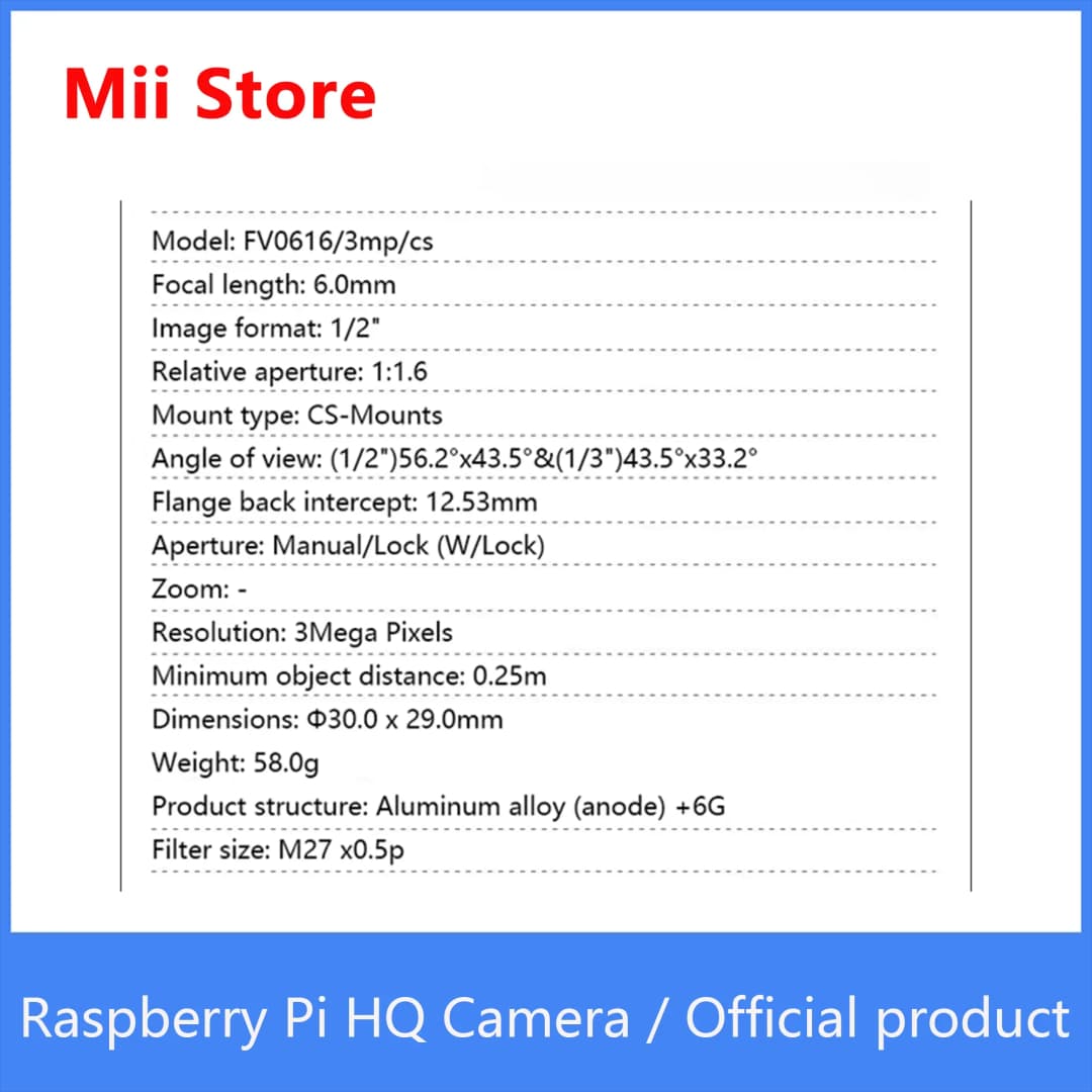 منتج رسمي: كاميرا Raspberry Pi عالية الجودة FV0616/3MP بدقة 12.3 ميجابكسل من سوني IMX477 مع تركيز خلفي قابل للتعديل ودعم عدسات CS-mount - 5