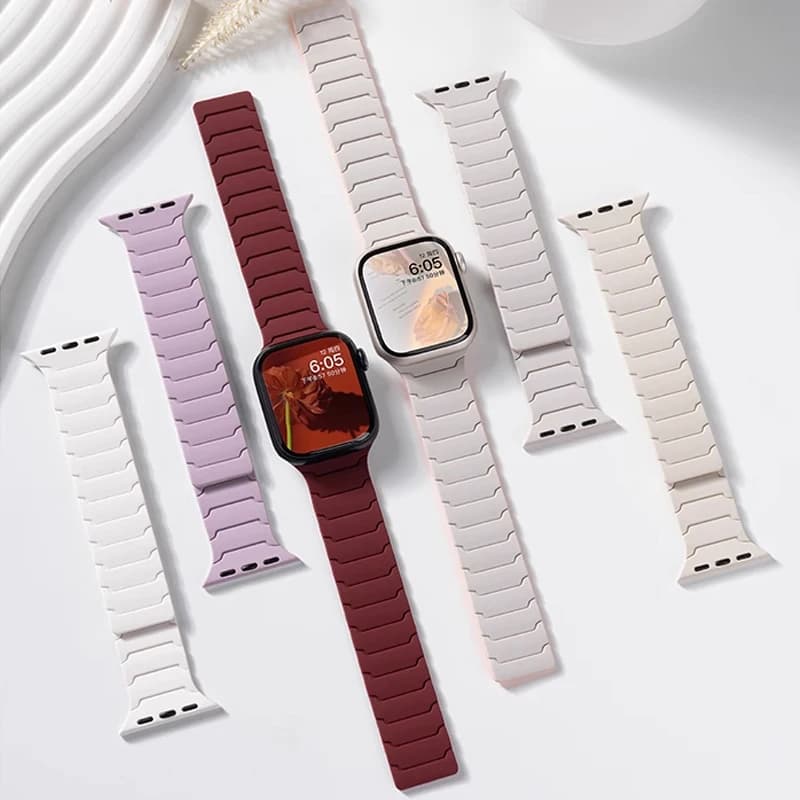 سوار سيليكون مغناطيسي لساعة Apple Watch Ultra 2، مقاس 49 مم و45 مم و41 مم، سوار لساعات Iwatch Series 9/8/7/6/SE/5/4، مقاس 38 مم و42 مم و44 مم و40 مم - 6