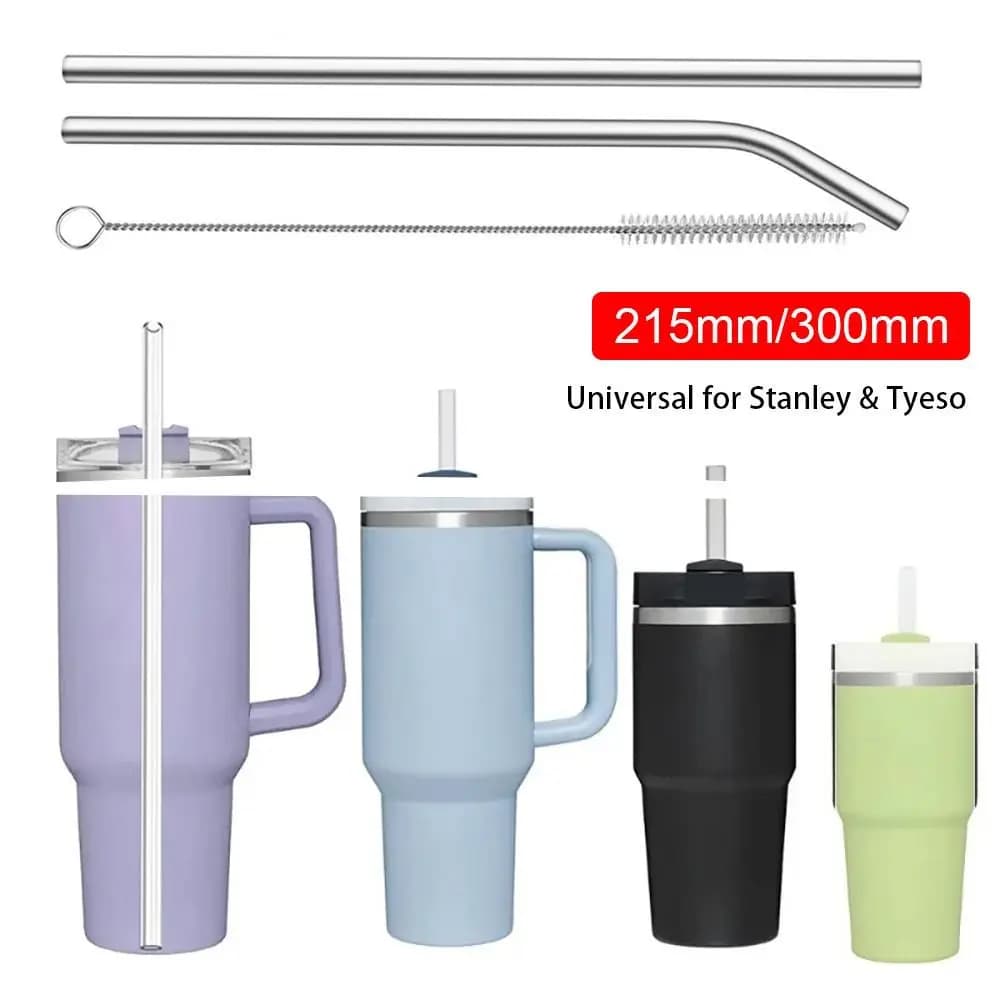 1Pcs Straight Bent Stainless Steel Straws Drinking Silver Cup Straw 6mm 8mm Reusable for Stanley 30oz 40oz Tyeso Cup - 2