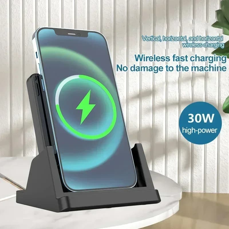 30 واط شاحن لاسلكي قابل للإزالة سطح المكتب حامل عمودي حامل آيفون 16 15 14 13 12 سامسونج S25 Xiaomi 15 قاعدة شحن سريعة - 5