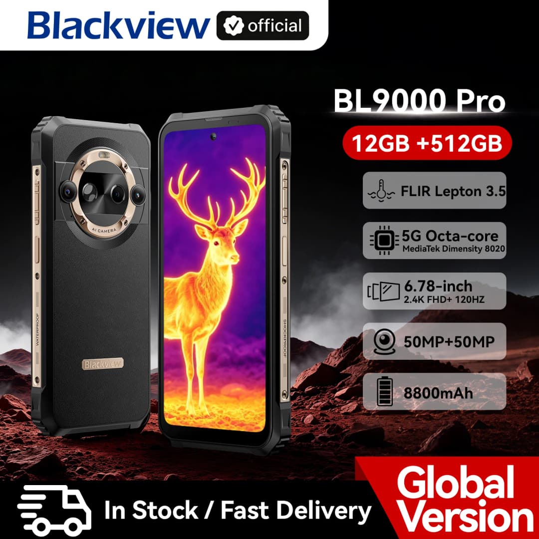 [العرض الأول عالميًا] هاتف Blackview BL9000 PRO 5G المتين 6.78 بوصة FHD 12 جيجابايت 512 جيجابايت كاميرا تصوير بالأشعة تحت الحمراء FLIR 8800 مللي أمبير أندرويد 14