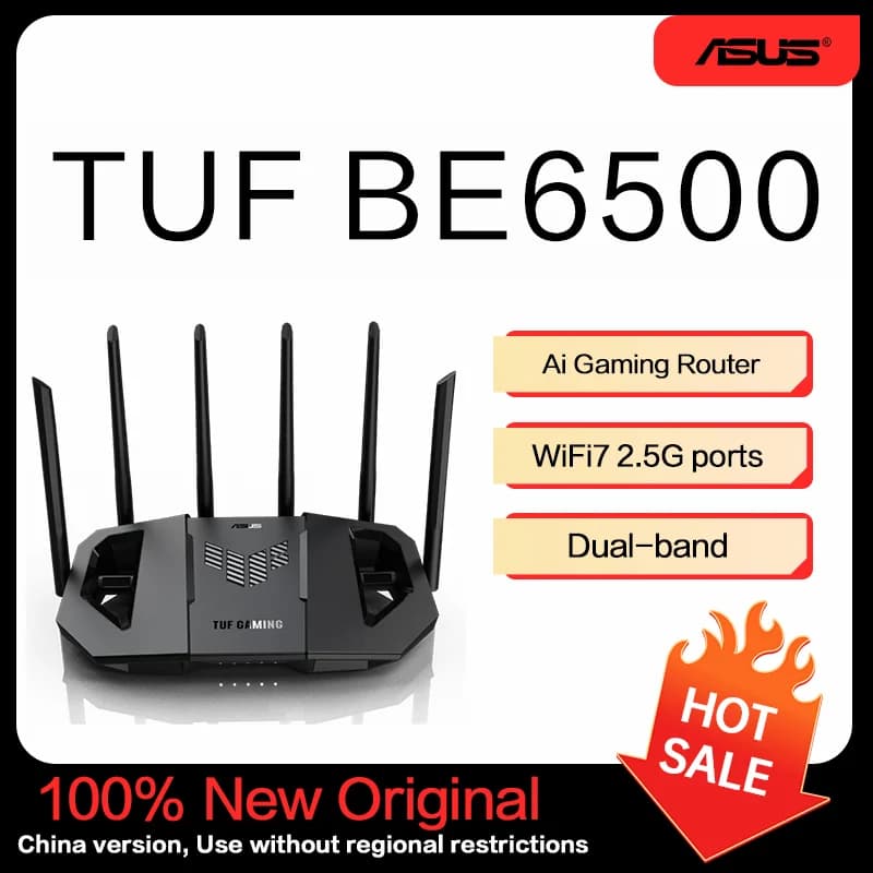 جهاز توجيه الألعاب ASUS WiFi7 TUF GAMING BE6500 جهاز توجيه ذكي للمنزل واي فاي توجيه عشوائي للمجموعات