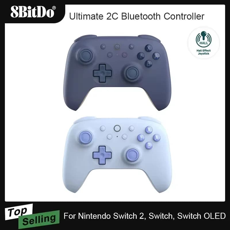 وحدة تحكم بلوتوث 8BitDo Ultimate 2C لجهاز سويتش 2 ذراع تحكم لاسلكي مع عصا تحكم بتأثير هول لجهاز نينتندو سويتش، وحدة تحكم OLED