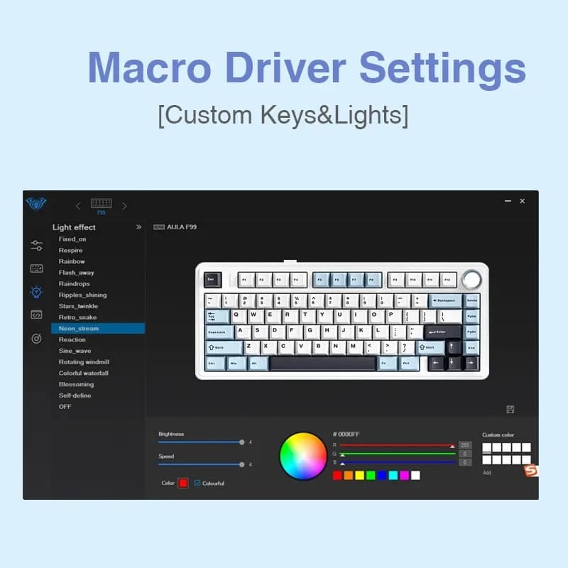 AULA F75 2.4G Wireless/Bluetooth/Wired Gaming Mechanical Keyboard RGB Customized 75% Layout OEM Profile Gasket Structure - 6