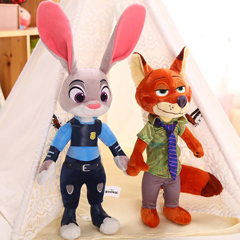 دمية محشوة ناعمة على شكل ثعلب نيك من فيلم Zootopia الكرتوني 35 سم دمية أرنب جودي هوبس هدايا عيد الميلاد